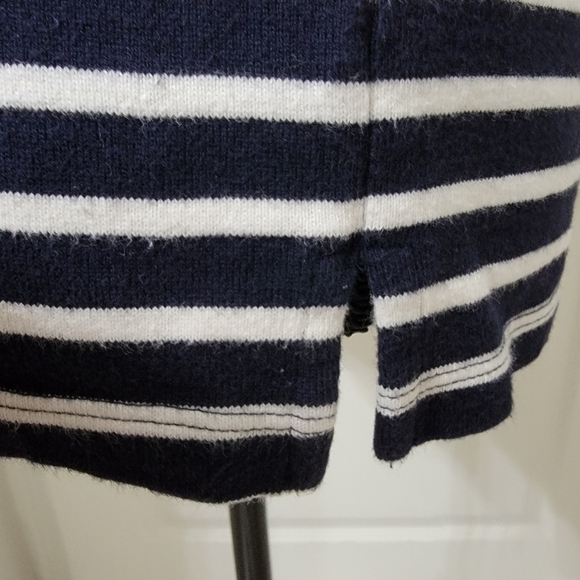 Talbots Size SP 100% Cotton Navy Blue & White Striped Long Sleeve Top - Picture 8 of 13